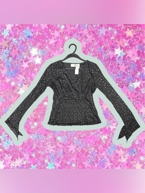Vintage Y2K no boundaries witchy whimsygoth mesh bell sleeve star top 90s goth